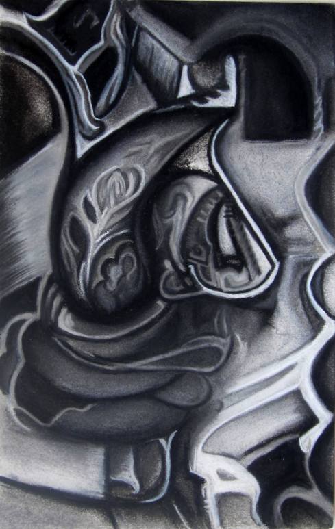  untitled charcoal and chalk pastels on paper 8.5" x 5.5" work in progress